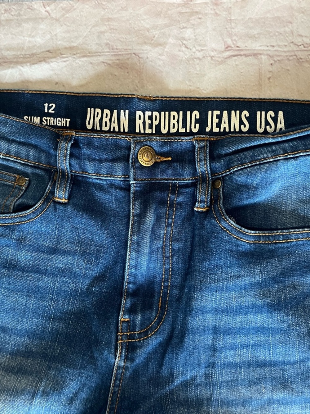Urban Republic Womens Slim Straight Jeans Size 12 Blue Denim Mid Rise Stretch - Picture 5 of 16